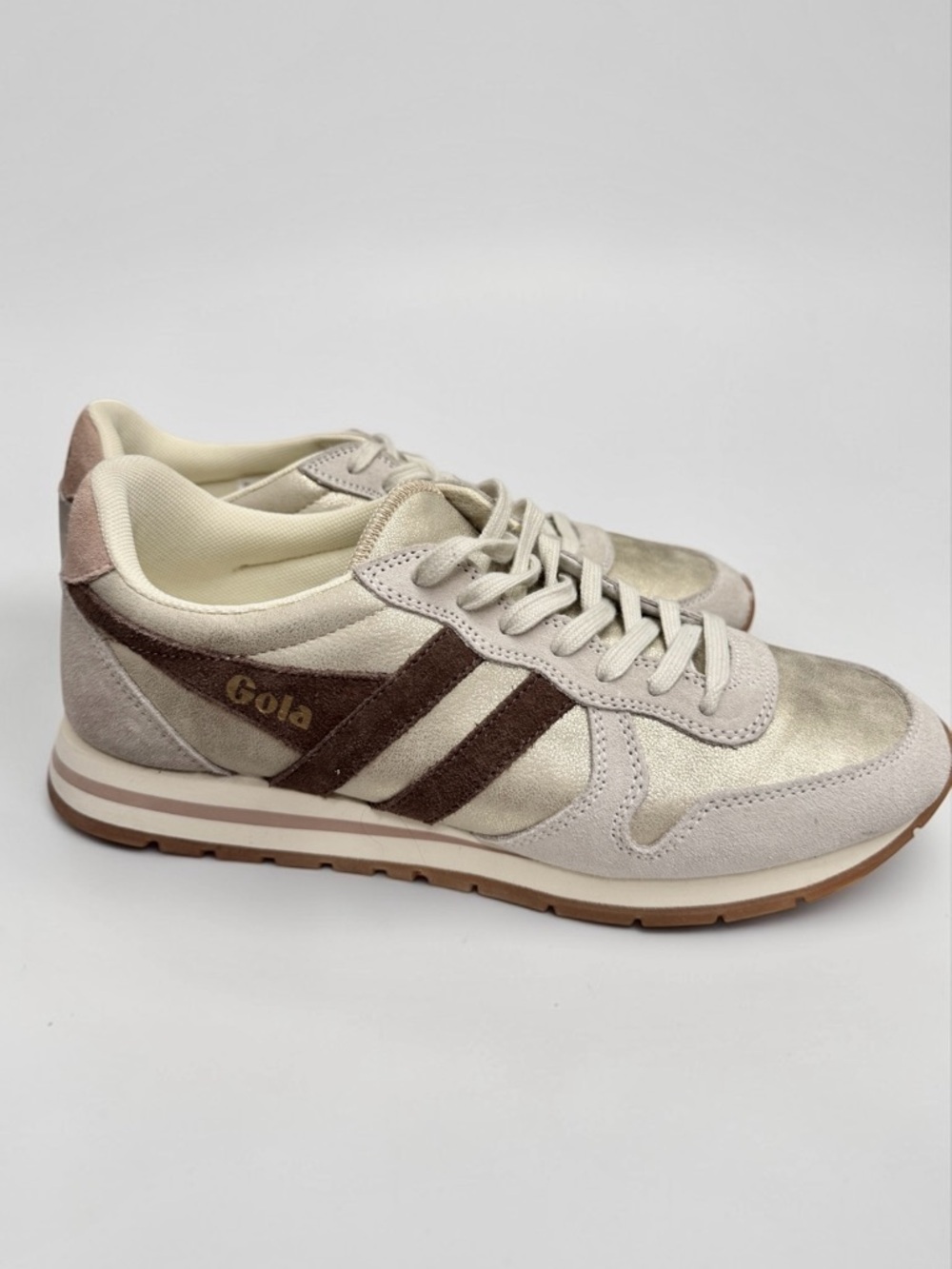 Gola Daytona Blaze Trainer Gold/Dark Brown/Cameo Suede Upper Size 10